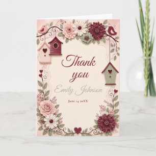 Carte De Remerciements Baby Shower d'Hiver Bourguignon Rose