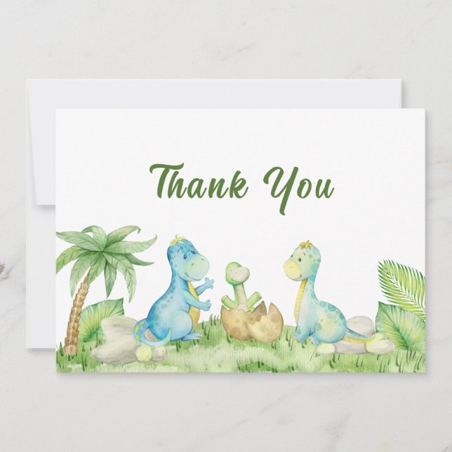 Carte De Remerciements Baby shower Dinosaur (Devant)