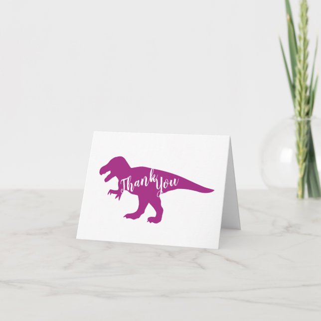 Carte De Remerciements Baby shower Dinosaur rose (Devant)