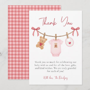 Carte De Remerciements Baby Shower Douce Amour Rose Saint-Valentin