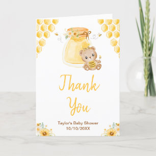 Carte De Remerciements Baby shower d'ours au miel