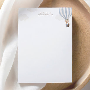 Carte De Remerciements Baby shower d'ours en peluche à air chaud bleu