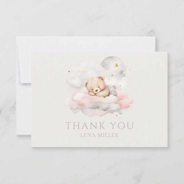Carte De Remerciements Baby shower d'ours en peluche mignon (Devant)