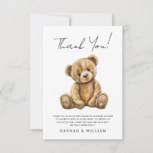 Carte De Remerciements Baby shower d'ours en peluche mignon