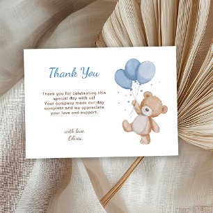 Carte De Remerciements Baby shower d'ours en peluche mignon