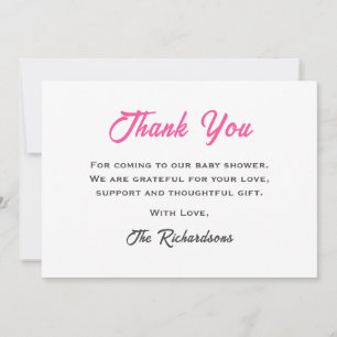 Carte De Remerciements Baby shower d'ours en peluche rose Nouveau chapitr