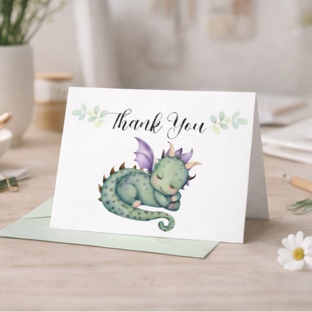 Carte De Remerciements Baby shower Dragon (Créateur téléchargé)
