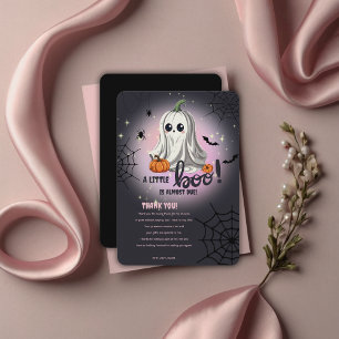 Carte De Remerciements Baby shower du Citrouille d'Halloween Little Boo