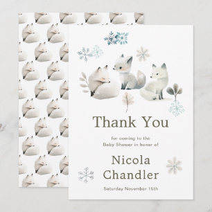 Carte De Remerciements Baby shower du loup arctique d'hiver