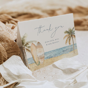 Carte De Remerciements Baby shower du Surf côtier