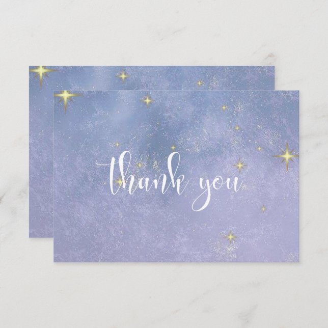 Carte De Remerciements Baby shower « Écrit dans les étoiles » (Devant / Derrière)