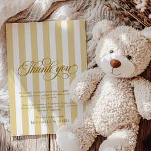 Carte De Remerciements Baby Shower Écriture Élégante et Rayures