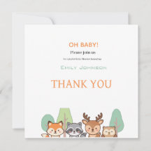 Baby Shower Élégant Animaux de la Forêt de Bois