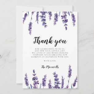 Carte De Remerciements Baby Shower élégant aux fleurs de lavande