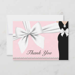 Carte De Remerciements Baby shower élégant rose Tiffany Pearls