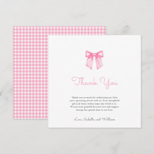 Carte De Remerciements Baby Shower Élégant Ruban Rose Clair