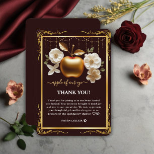 Carte De Remerciements Baby Shower Élégante Pomme d'Or de Nos Yeux