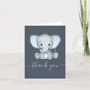 Carte De Remerciements Baby shower éléphant garçon plié