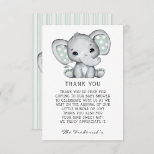 Carte de remerciements Baby shower éléphant gris S