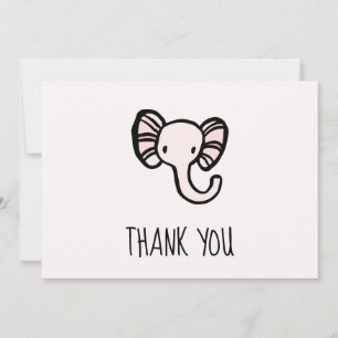 Carte De Remerciements Baby shower Eléphant rose mignon