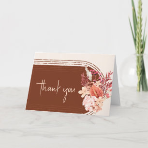 Carte De Remerciements Baby shower en arc floral Boho Terracotta