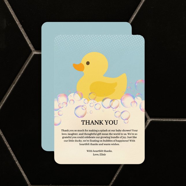 Carte De Remerciements Baby shower en caoutchouc Ducky Bubbles (Créateur téléchargé)