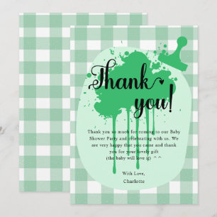 Carte De Remerciements Baby shower En vichy Vert du Cute Pastel