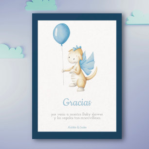 Carte De Remerciements Baby shower espagnol Gracias Dragon