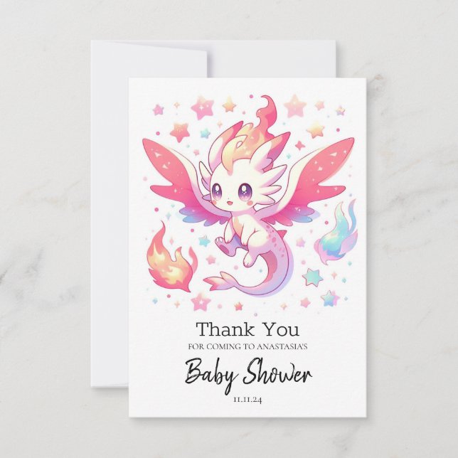Carte De Remerciements Baby shower Fairytale Fiery (Devant)