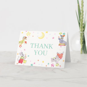 Carte De Remerciements Baby shower Fancy Circus Carnival Animaux