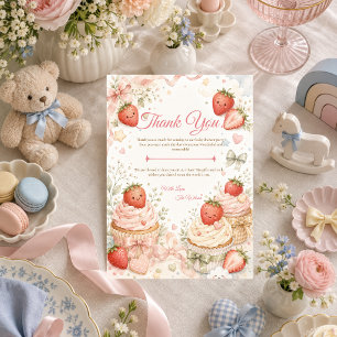 Carte De Remerciements Baby Shower Fantaisiste aux Fraises