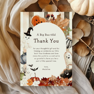 Carte De Remerciements Baby Shower Fantaisiste de Citrouille de Fantôme d