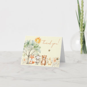 Carte De Remerciements Baby shower faunique des bois Pêche pâle