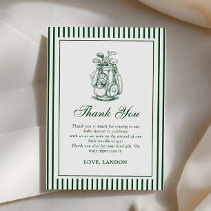 Carte De Remerciements Baby-Shower Fête de Naissance Golf Rayure Verte