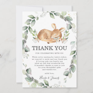 Carte De Remerciements Baby shower feuillus de Woodland Deer