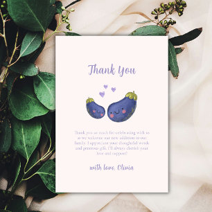 Carte De Remerciements Baby Shower Fève Violette Fantaisiste en Forme de
