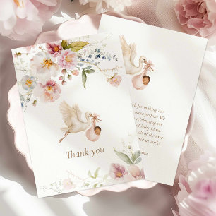 Carte De Remerciements Baby Shower Fille Bohème Fleur Sauvage
