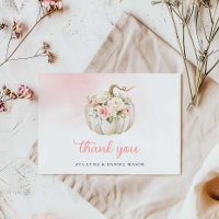 Carte de remerciements Baby shower fille Citrouill