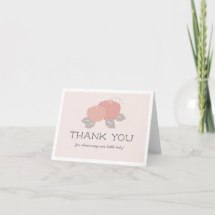Carte De Remerciements Baby shower fille Citrouille rose