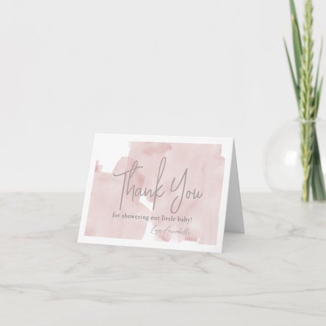 Carte De Remerciements Baby shower fille couleur ciel rose (Devant)