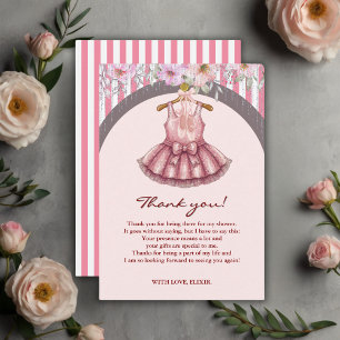 Carte De Remerciements Baby shower Fille de Ballet Rose Tutu Ballerina mo