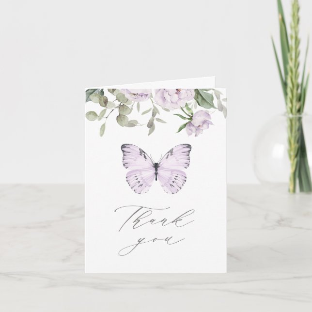 Carte De Remerciements Baby shower Fille Fille Florale Violet (Devant)