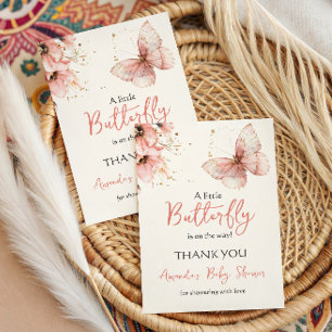 Carte De Remerciements Baby Shower Fille Fleur de Sauvage Papillon Bohème