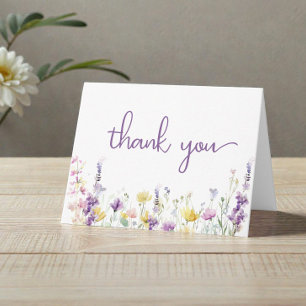 Carte De Remerciements Baby Shower Fille Fleur Sauvage Aquarelle