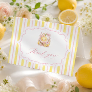 Carte De Remerciements Baby Shower Fille Rayures Citron