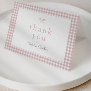 Carte De Remerciements Baby Shower Fille Rose Poussiéreuse Simple Élégant