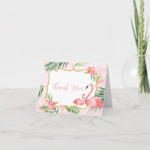 Carte de remerciements Baby shower Flamant rose