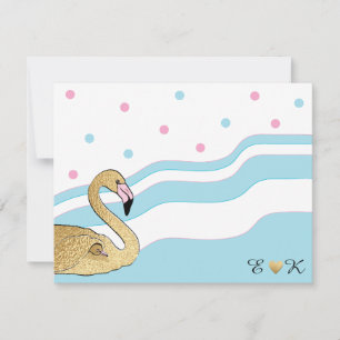 Carte de remerciements baby shower "Flamant rose m