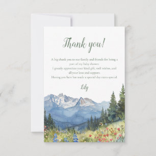 Carte De Remerciements Baby Shower Fleur de Montagne Aquarelle Moderne