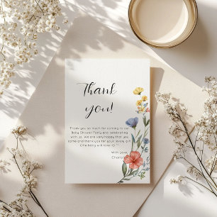 Carte De Remerciements Baby Shower Fleur de Watercolor
